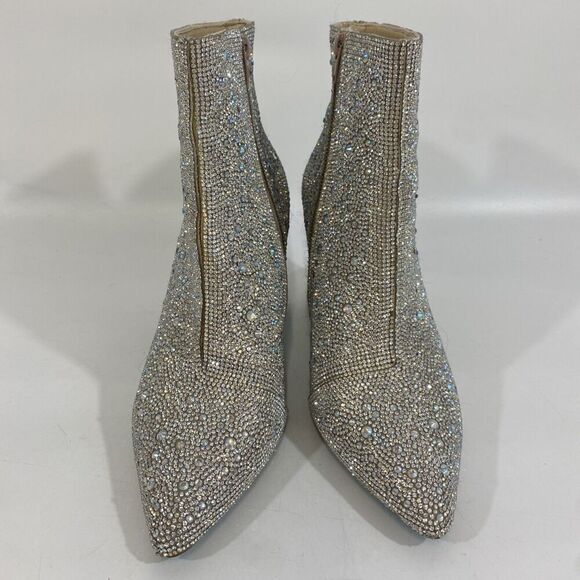 Betsey Johnson Cady Go Go Ankle Boots Silver Rhinestone Disco Dancing 9.5 - Picture 3 of 12